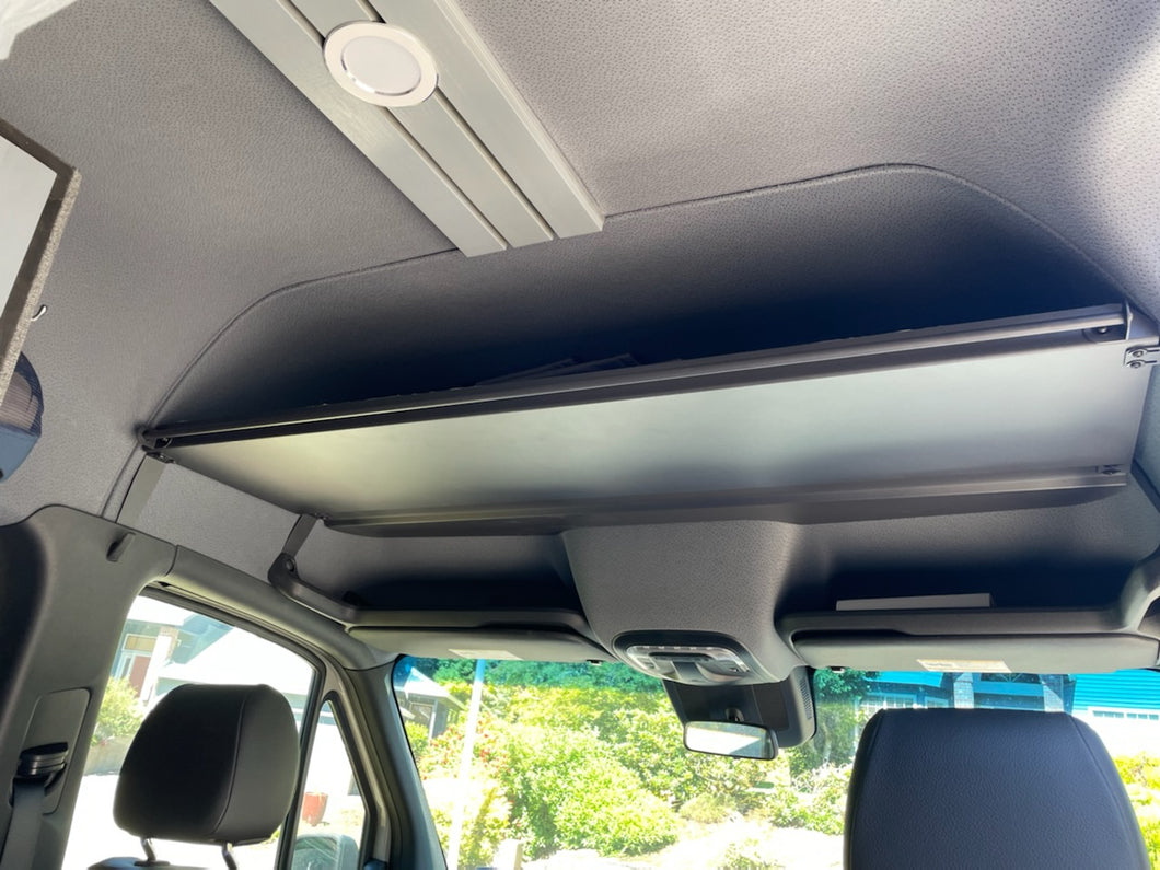 Sprinter Van All Aluminum Headliner Shelf Includes Curtain Rod and Carpet Liner 2019-2023